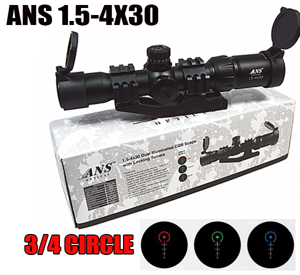 ANS 1.5-4X30 RGB Tri-illuminated 3/4 circle Reticle CQB Riflesco